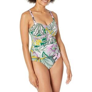 NWT New Profile by Gottex Womens Size 14 D Cup Tropic Boom One Piece Swimsuit